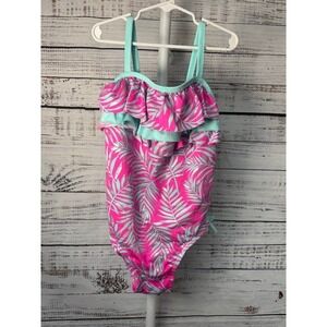 Penelope Mack Girls Tropical Leaf Ruffle One Piece‎ Swimsuit Size 12